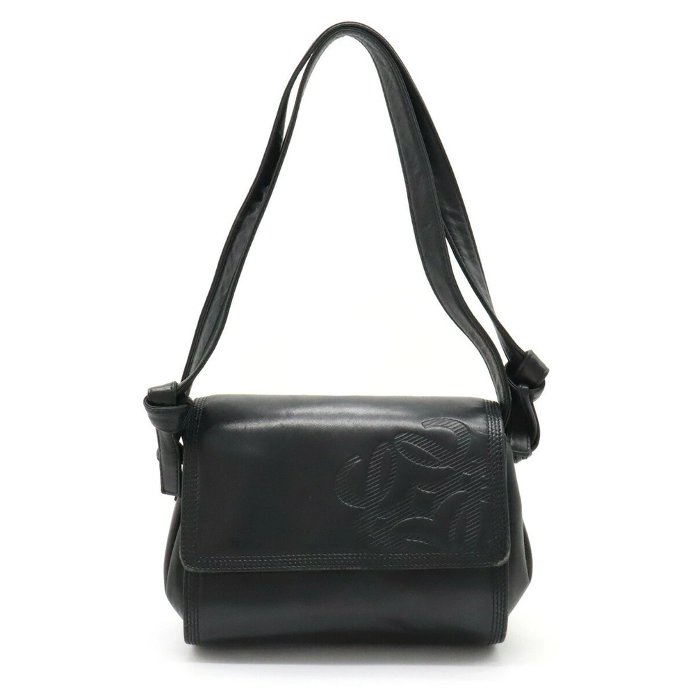 Loewe Anagram Shoulder Bag Hobo Lambskin Leather Black